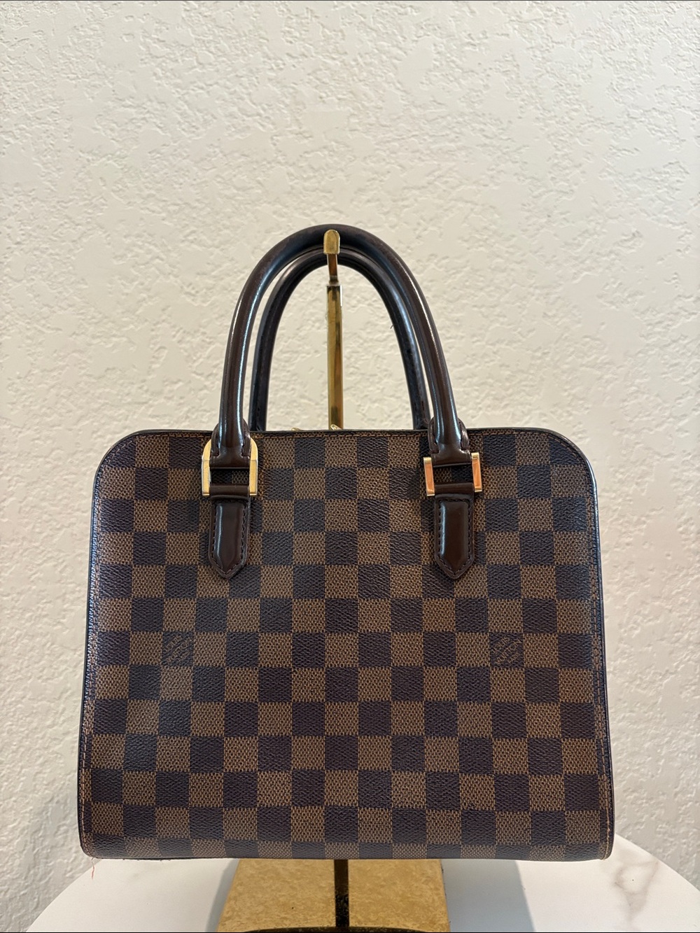 LOUIS VUITTON Triana Handbag Brown Damier Leather Bag